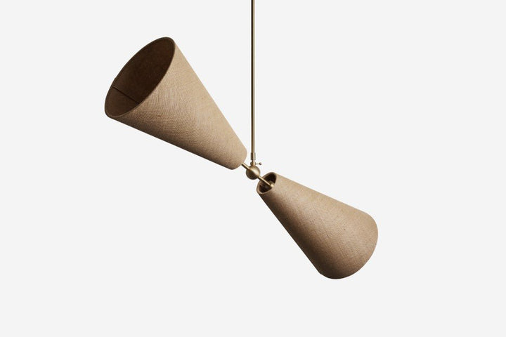 Pendolo Pendant II - Workstead Pendants - Large - Natural Burlap - Hewn Brass - HORNE