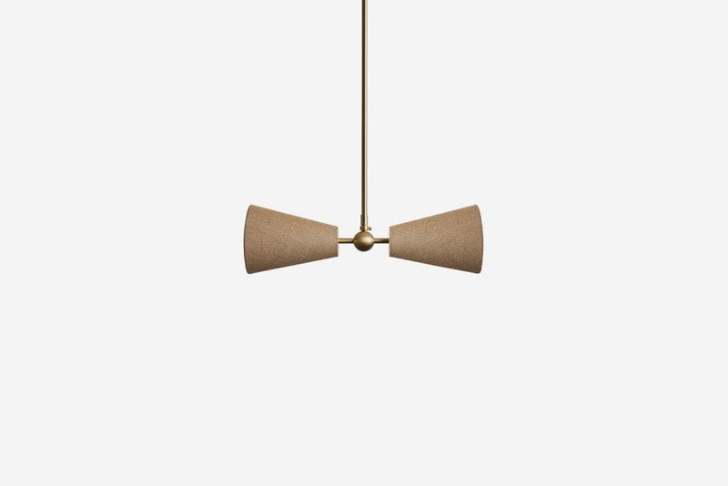 Pendolo Pendant II - Workstead Pendants - Small - Natural Linen - Hewn Brass - HORNE