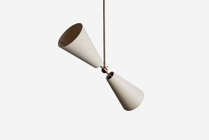 Pendolo Pendant II - Workstead Pendants - Small - Natural Linen - Hewn Brass - HORNE