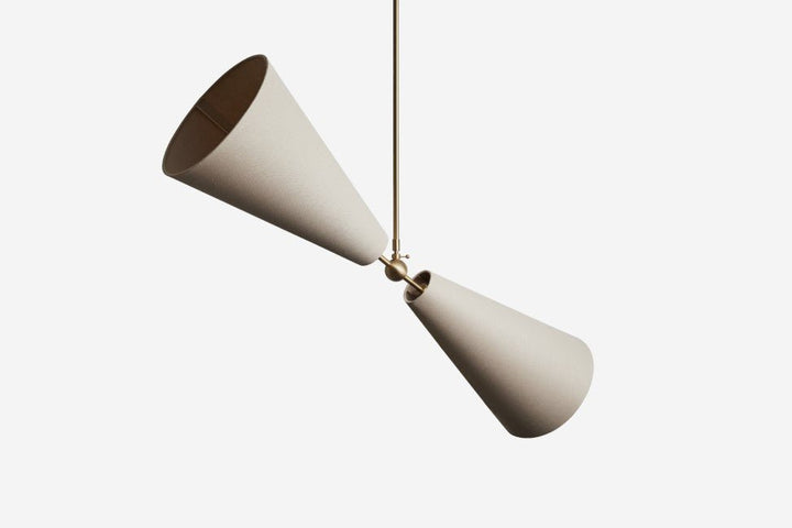 Pendolo Pendant II - Workstead Pendants - Large - Natural Linen - Hewn Brass - HORNE