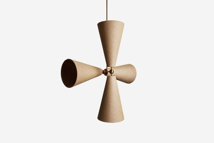 Pendolo Pendant IV - Workstead Pendants - Large - Natural Burlap - Lost Brass - HORNE