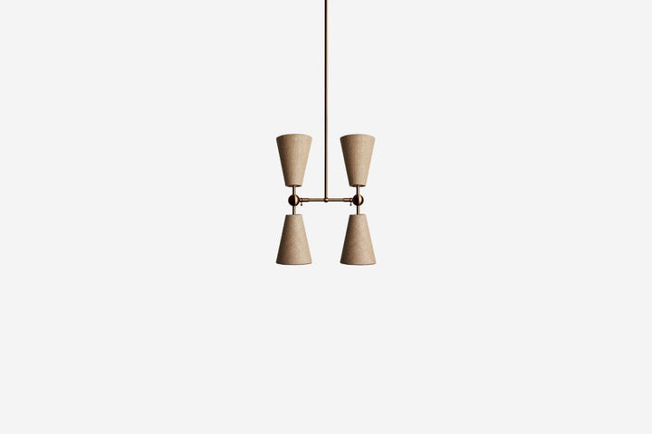 Pendolo Pendant IV - Workstead Pendants - Small - Natural Burlap - Lost Brass - HORNE