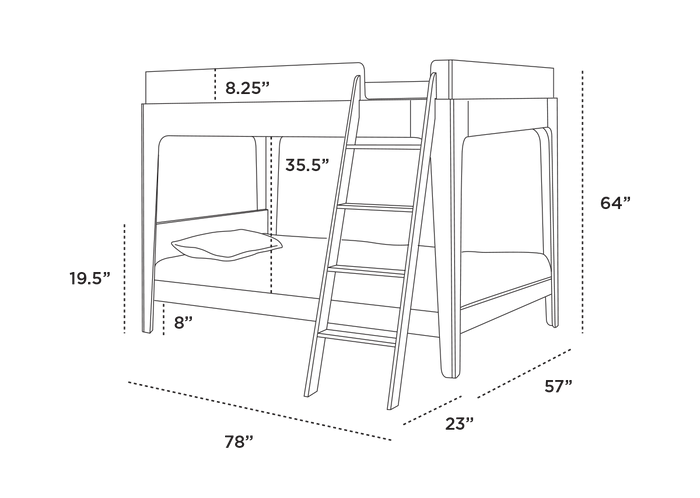 Perch Full Bunk Bed - Oeuf Kids + Baby - White/Birch - HORNE