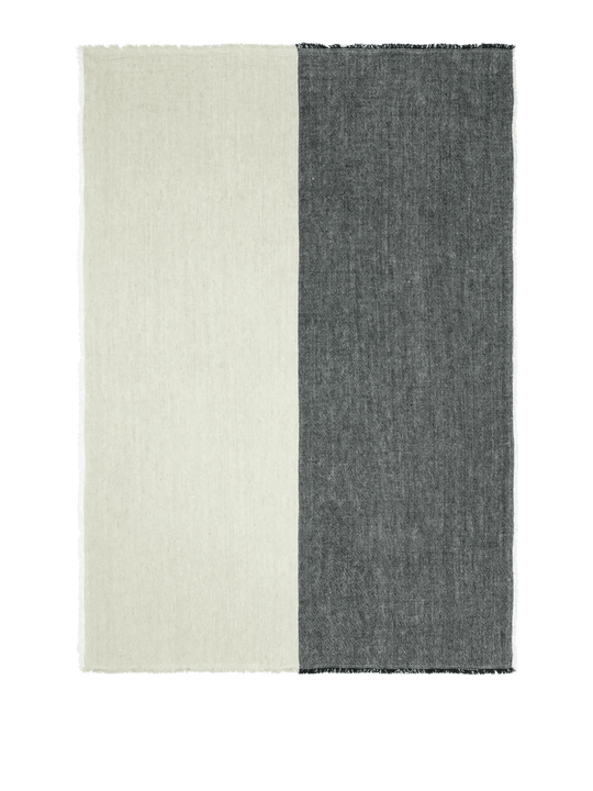 Pila Linen Throw - Ferm Living Blankets + Throws + Pillows - Black/Elm Green - HORNE