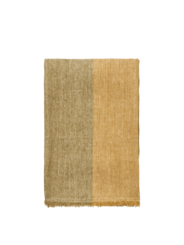 Pila Linen Throw - Ferm Living Blankets + Throws + Pillows - Black/Elm Green - HORNE