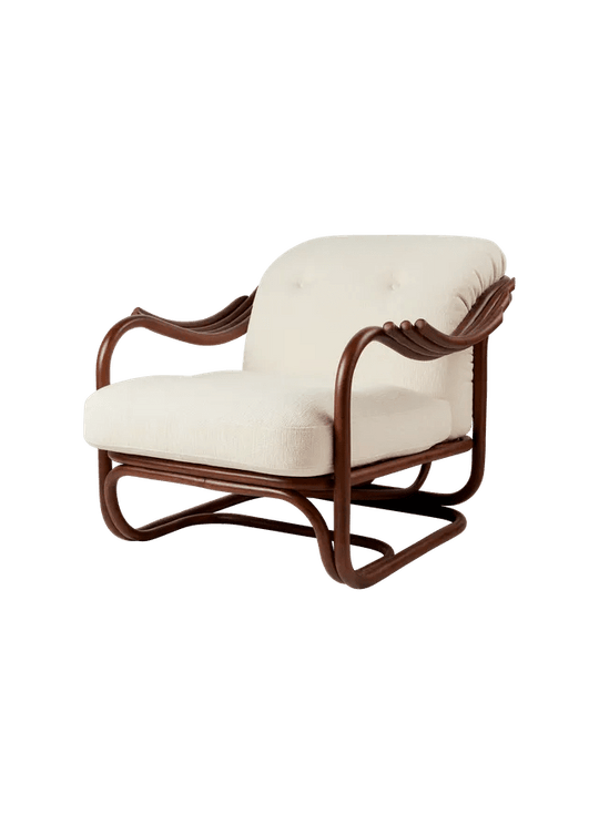 Poltrona Tria Lounge Chair - Fully Upholstered - Gubi Lounge Chairs - Dark Rattan - Group A - HORNE