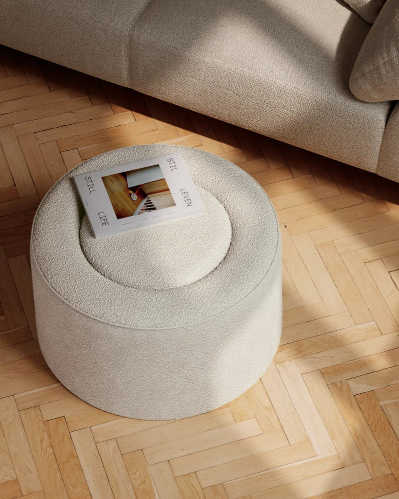 Praline Pouf - Ø78 - Woud Stools + Benches + Ottomans - Textaafoam Alpine - Ivory 101 - HORNE