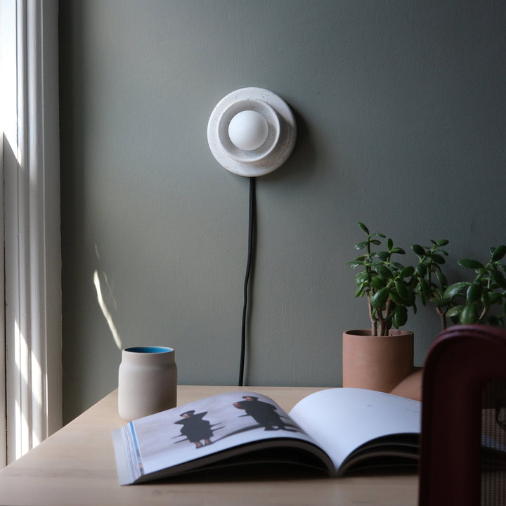 Q Sconce - Misewell Lamps - Speckle - Plug in (includes 10' cord with on/off switch) - HORNE