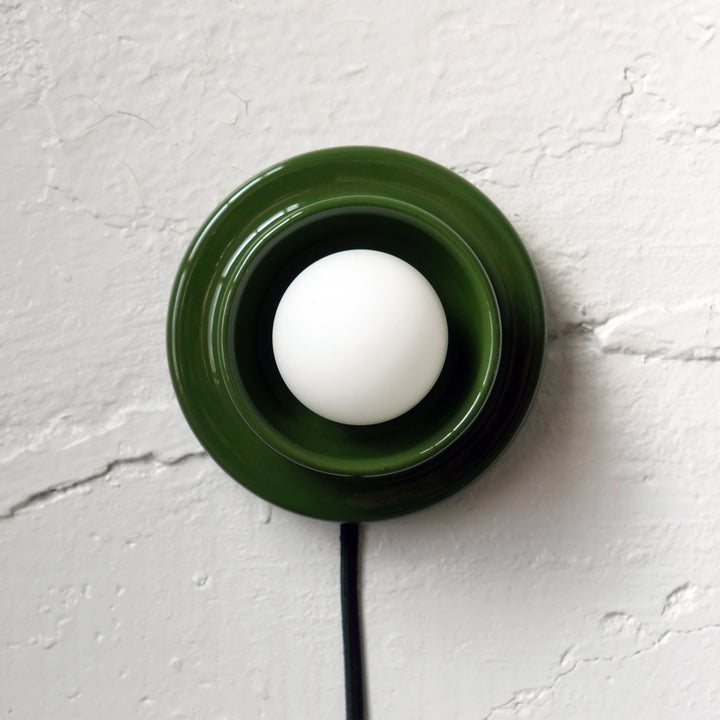 Q Sconce - Misewell Lamps - Green - Plug in (includes 10' cord with on/off switch) - HORNE