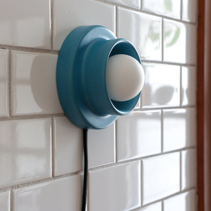 Q Sconce - Misewell Lamps - Blue - Plug in (includes 10' cord with on/off switch) - HORNE