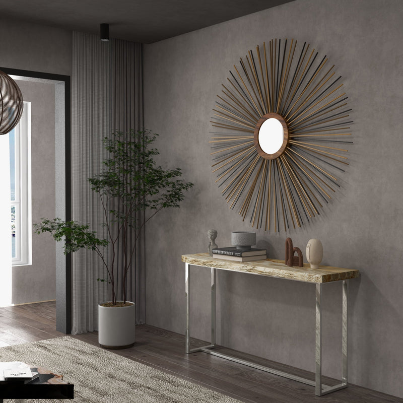 Raw Console - Urbia Tables - Natural Dark - Polished Stainless Steel - HORNE