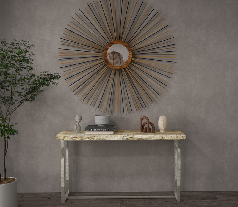 Raw Console - Urbia Tables - Natural Dark - Polished Stainless Steel - HORNE