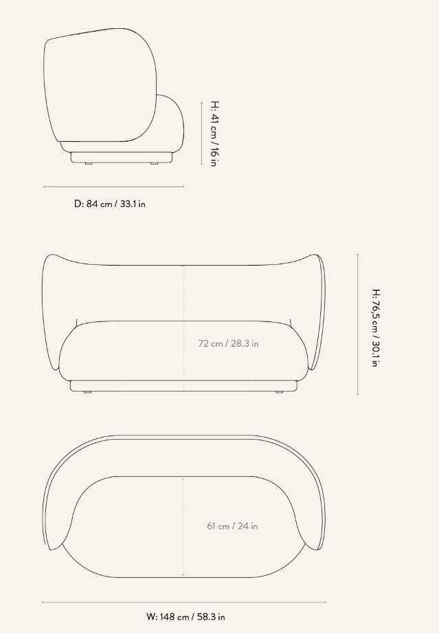 Rico 2 Seater Sofa - Louisiana - Ferm Living Sofas - Sand/Black - HORNE