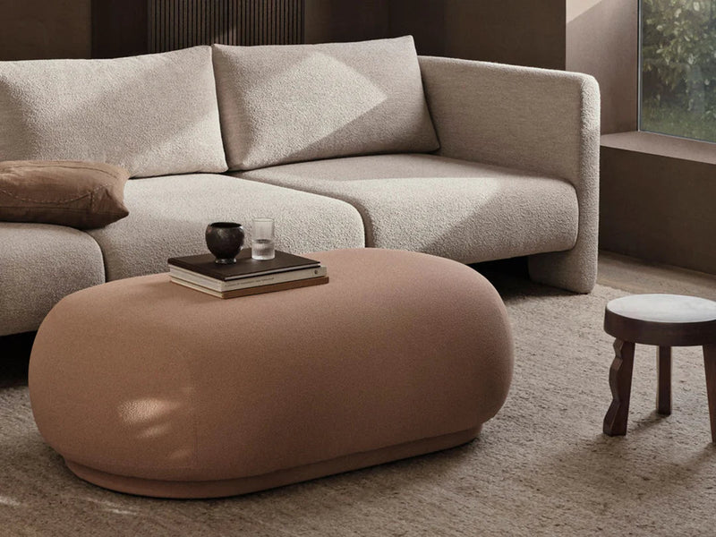 Rico Ottoman - Ferm Living Stools + Benches + Ottomans - Soft Bouclé - Natural - HORNE
