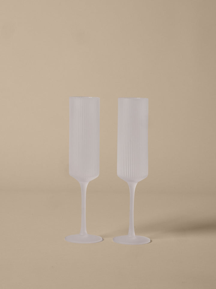 Ripple Champagne Flutes - Set of 2 - Frosted alternate view - Ferm Living