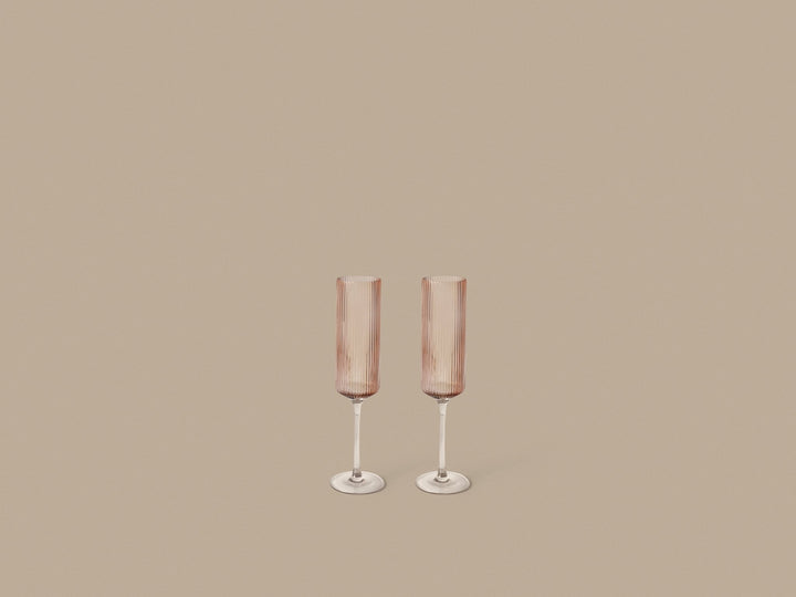 Ripple Champagne Flutes - Set of 2 - Blush - Ferm Living