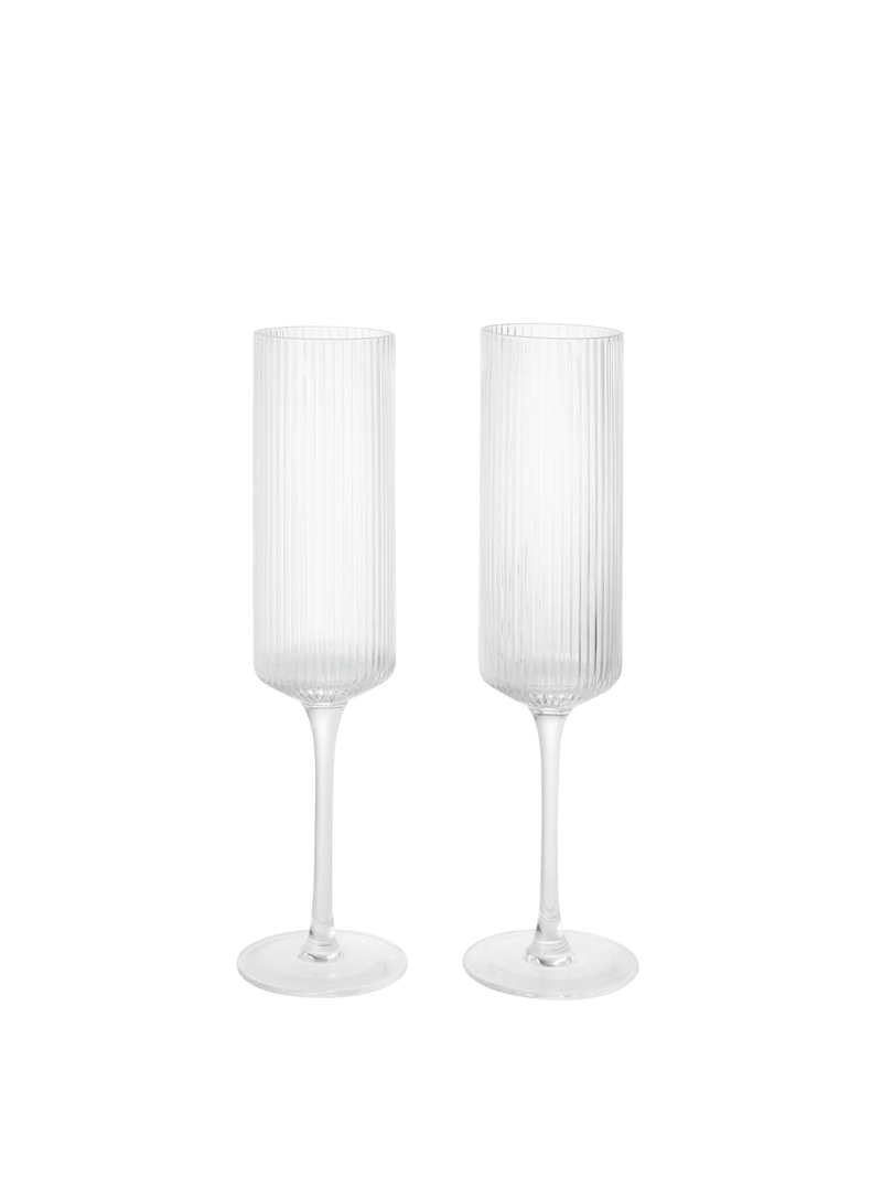 Ripple Champagne Flutes - Set of 2 - Ferm Living Drinkware - HORNE