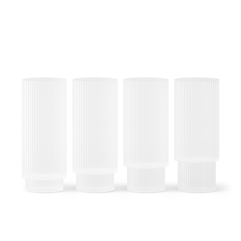 Ripple Long Drink Glasses - Set of 4 - Frosted
