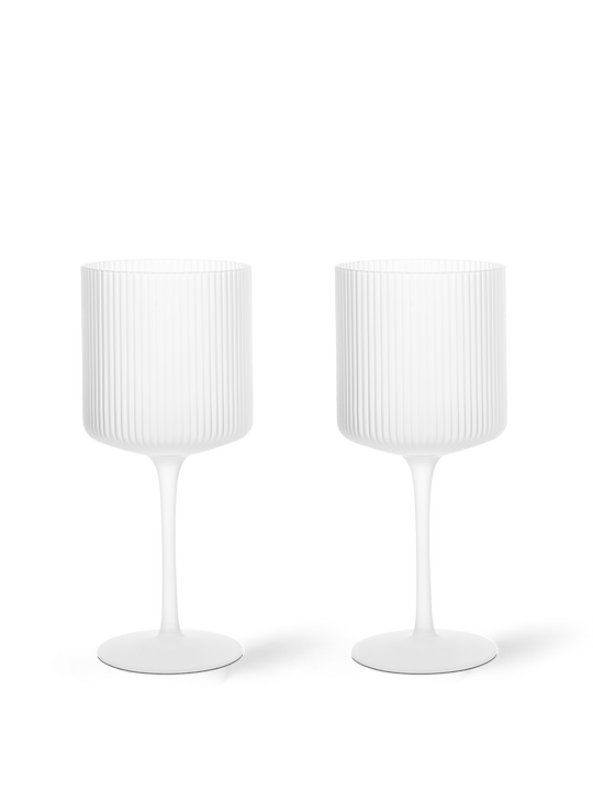 Ripple Red Wine Glasses - Set of 2 - Ferm Living - Glassware - Frosted - HORNE