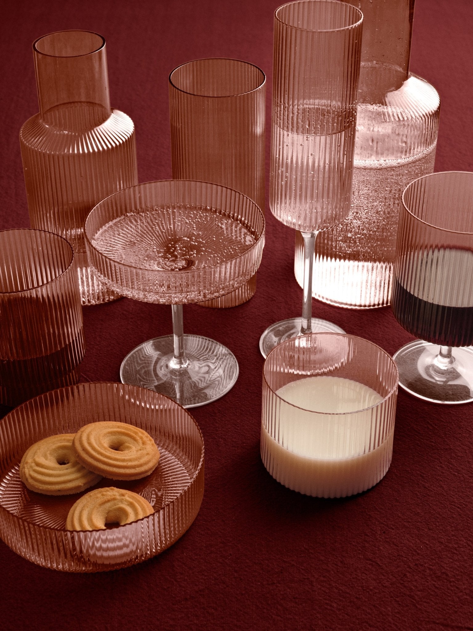 Ripple Tumbler Glasses - Set of 2 - Blush - Ferm Living