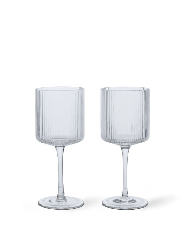 Ripple White Wine Glasses - Set of 2 - Ferm Living - Glassware - Clear - HORNE