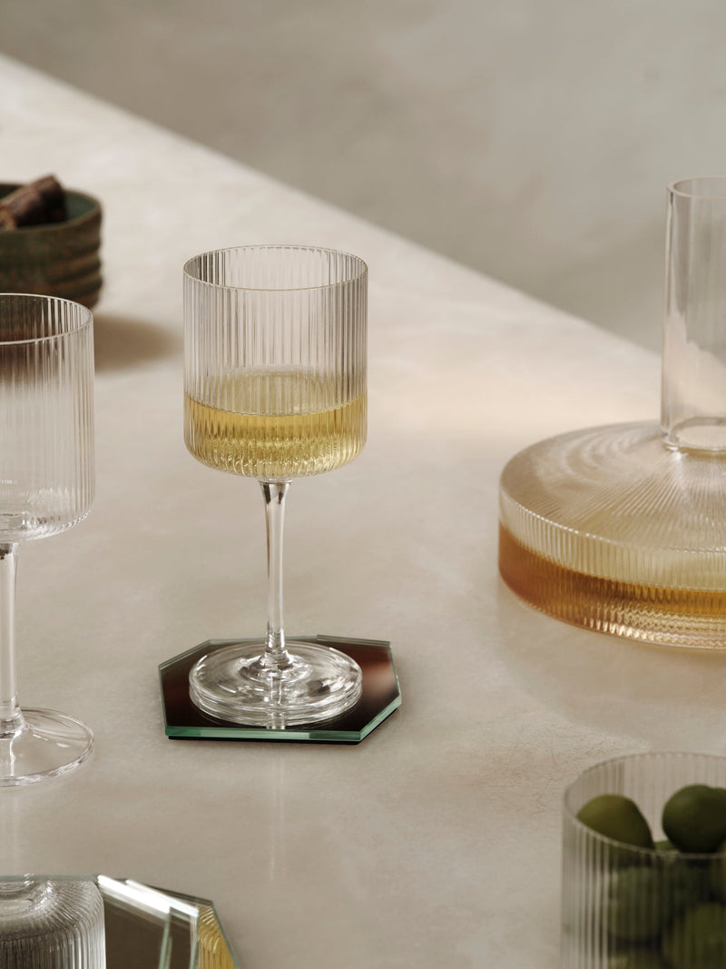 Ripple White Wine Glasses - Set of 2 - Ferm Living - Glassware - Clear - HORNE