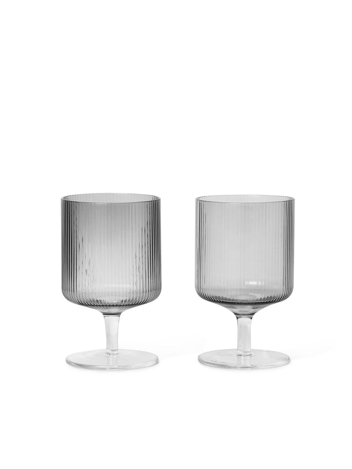 Ripple Wine Glasses - Set of 2 - Ferm Living - Glassware - Smoked - HORNE