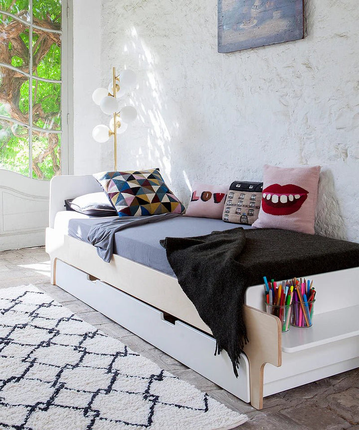 River Twin Bed - Oeuf - Kids + Baby - White/Walnut - HORNE
