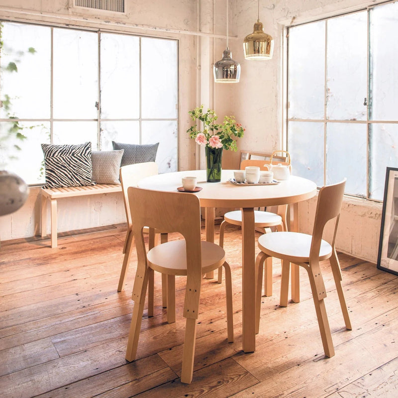 Round Table 91 by Alvar Aalto - Artek Tables + Desks - White Laminate Top - HORNE