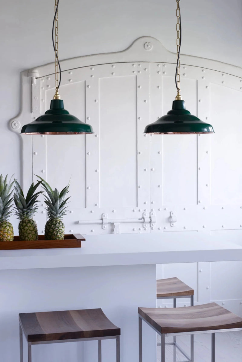 School Pendant Light - Davey Lighting Pendants - Weathered Copper - White - HORNE