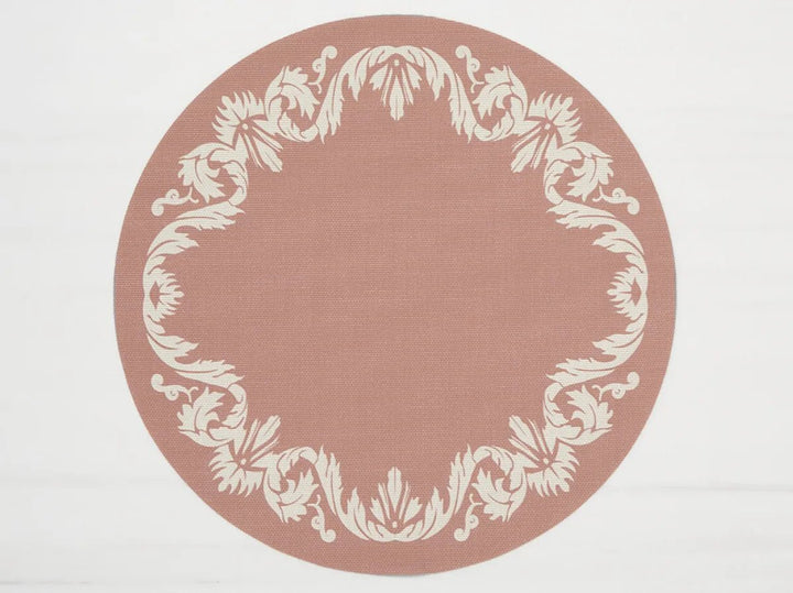 Scroll Round Placemat - Set of 4 - Chilewich - Kitchen + Table Linens - Burnt Coral - HORNE