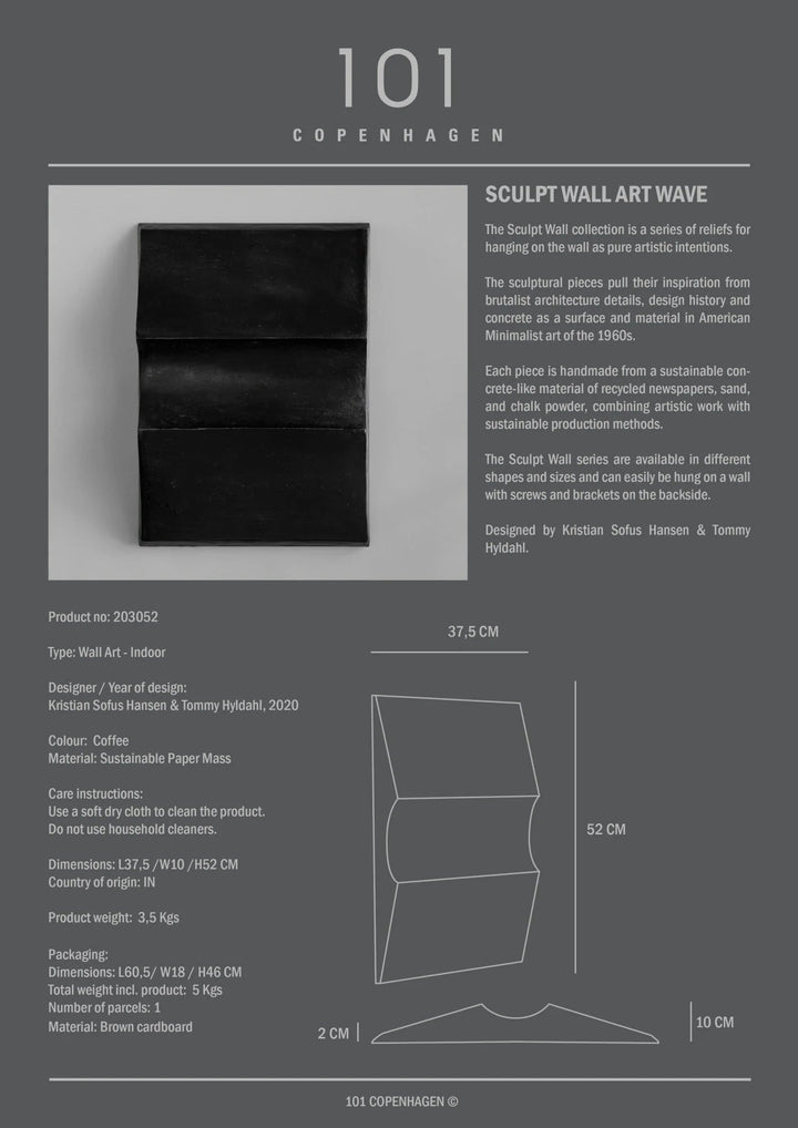 Sculpt Art - Wave - 101 Copenhagen Art + Objects - Dark Grey - HORNE