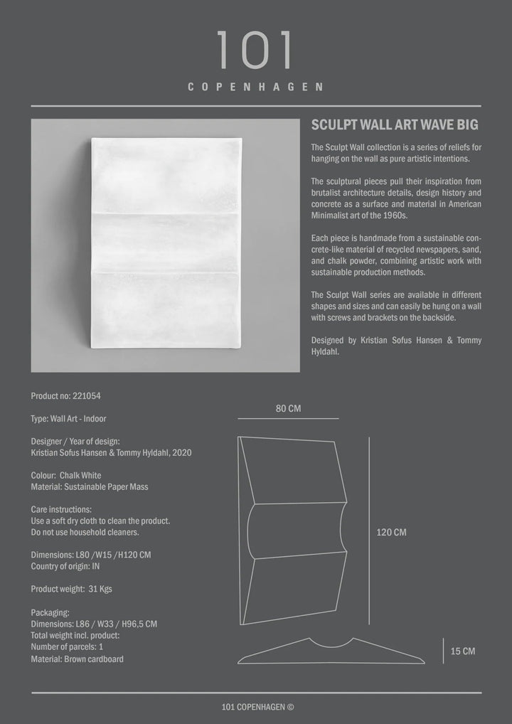 Sculpt Art - Wave - 101 Copenhagen Art + Objects - Chalk White - Big - HORNE