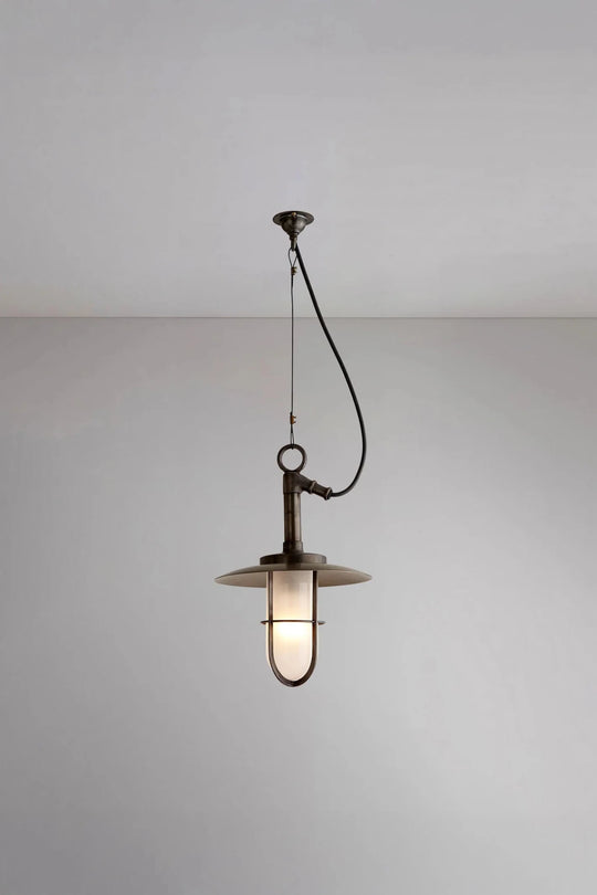 Ship's Well Glass Pendant With Visor - Davey Lighting Outdoor Lights - Frosted - HORNE