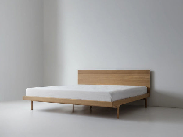 Simple Bed - White Oak - Kalon Studios Beds - Twin - Without Headboard - Brass - HORNE