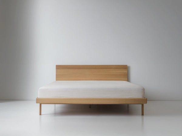 Simple Bed - White Oak - Kalon Studios Beds - Twin - Without Headboard - Brass - HORNE