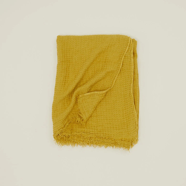 Simple Linen Throws - Hawkins New York Blankets + Throws + Pillows - Mustard - HORNE