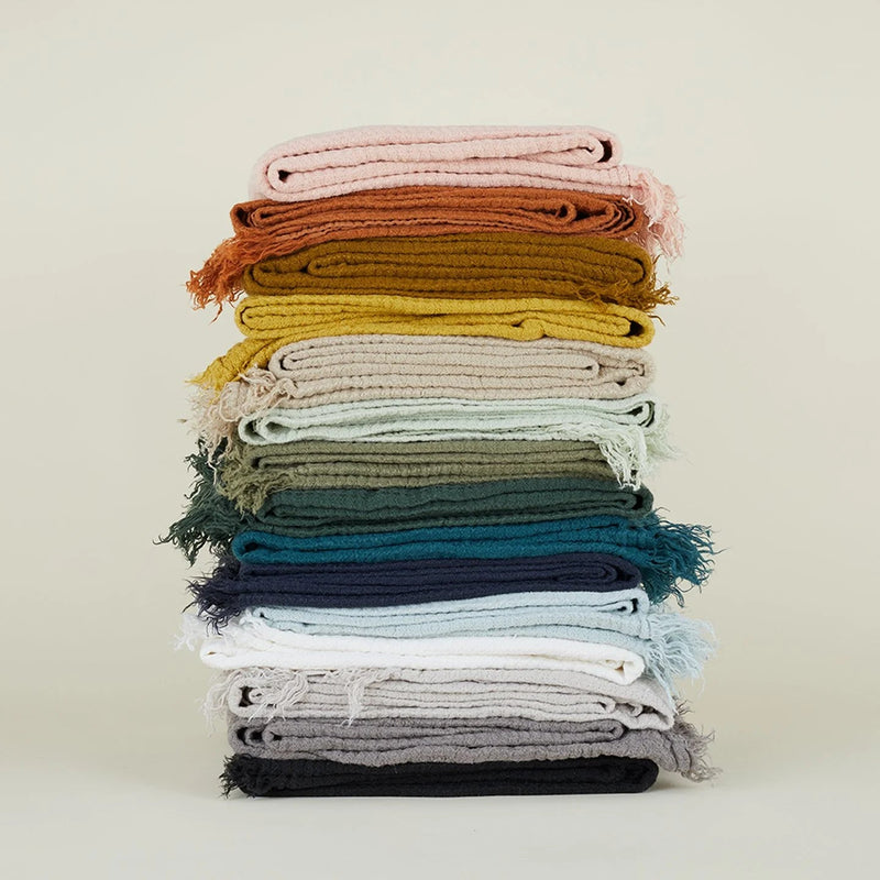 Simple Linen Throws - Hawkins New York Blankets + Throws + Pillows - Light Grey - HORNE