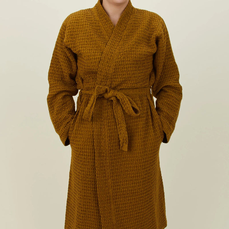 Simple Waffle Bathrobe - Hawkins New York Bath - White - Small - HORNE