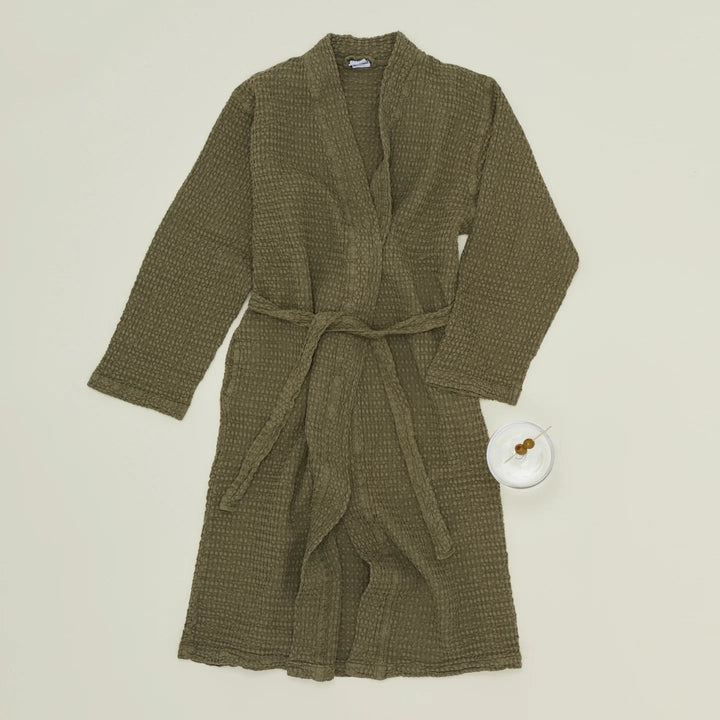 Simple Waffle Bathrobe - Hawkins New York Bath - Peacock - Small - HORNE