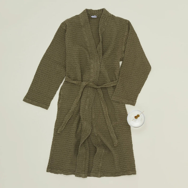 Simple Waffle Bathrobe - Hawkins New York Bath - White - Small - HORNE