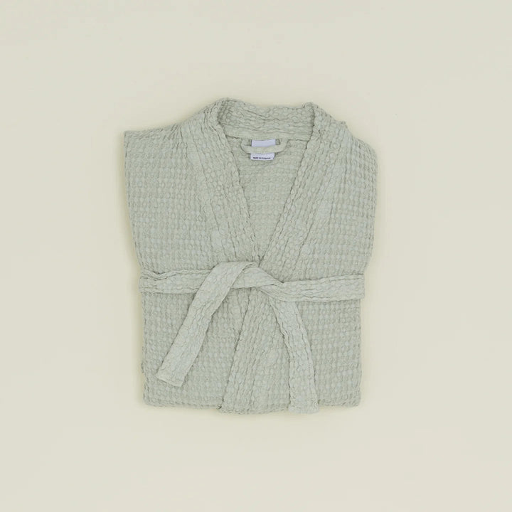 Simple Waffle Bathrobe - Hawkins New York Bath - Sage - Small - HORNE