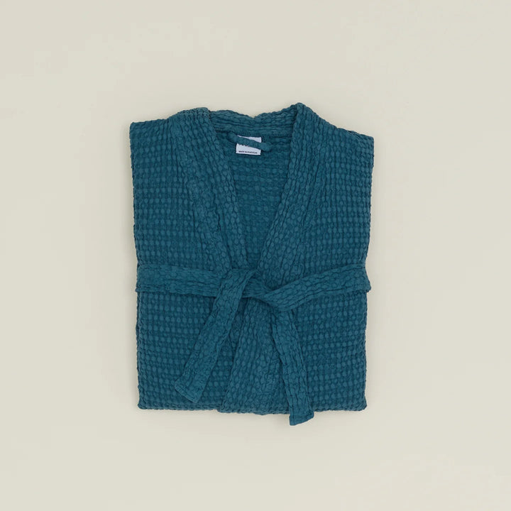 Simple Waffle Bathrobe - Hawkins New York Bath - Peacock - Small - HORNE