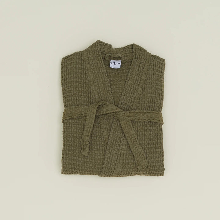 Simple Waffle Bathrobe - Hawkins New York Bath - Olive - Small - HORNE