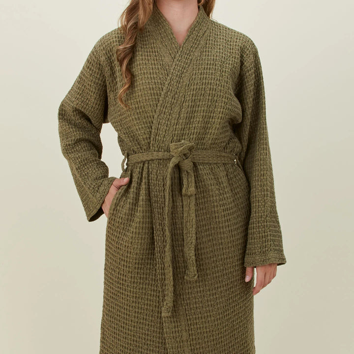 Simple Waffle Bathrobe - Hawkins New York Bath - Peacock - Small - HORNE