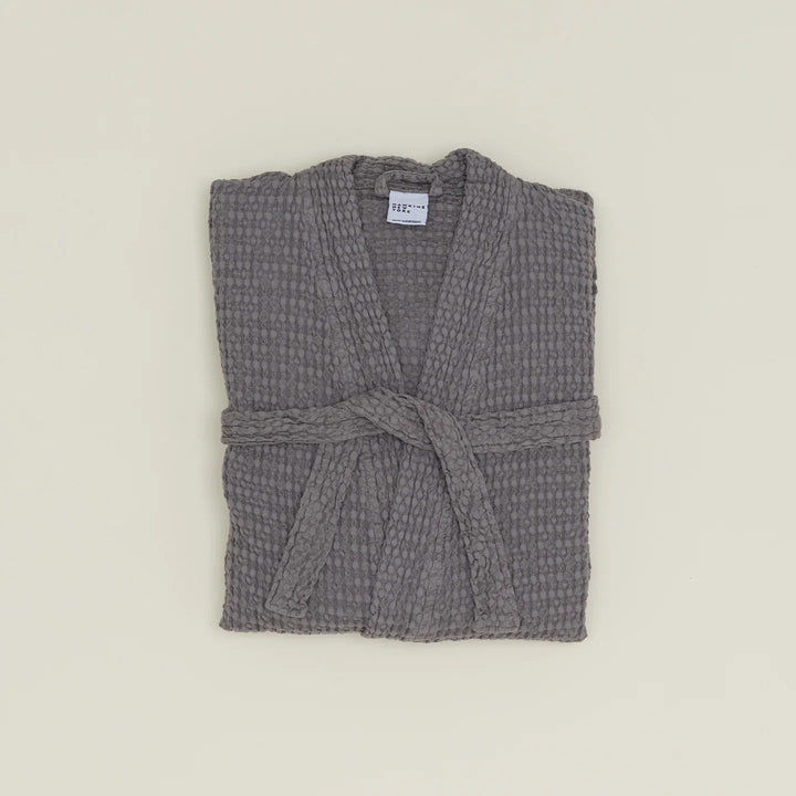 Simple Waffle Bathrobe - Hawkins New York Bath - Dark Grey - Small - HORNE