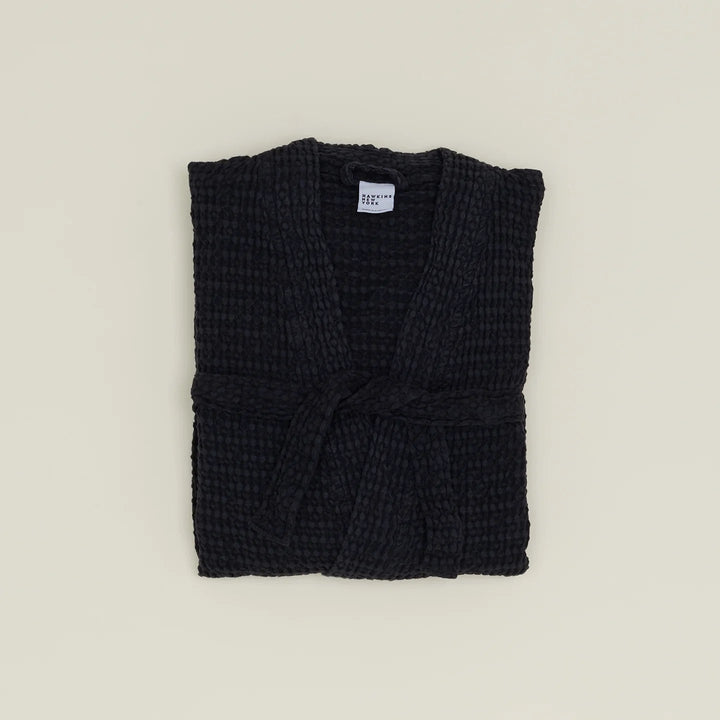Simple Waffle Bathrobe - Hawkins New York Bath - Black - Small - HORNE