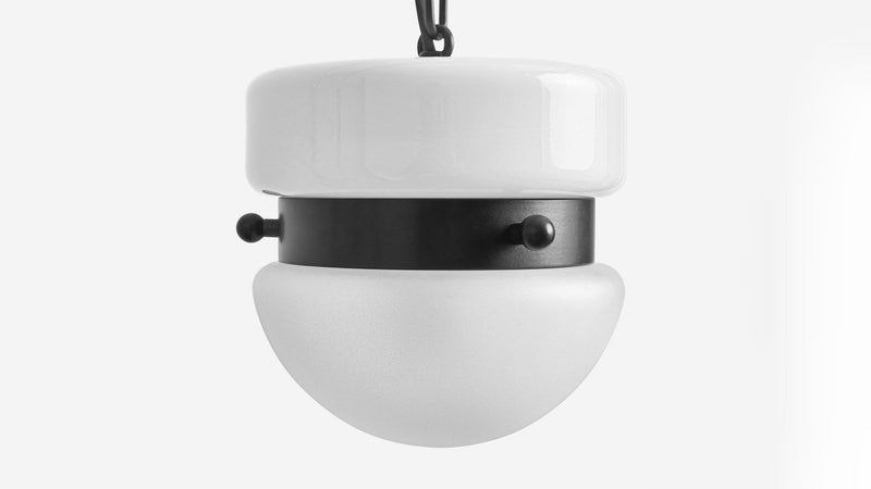 Slab Hemisphere Pendant Small - Workstead - Ceiling Lights - Matte Black Enamel - 24