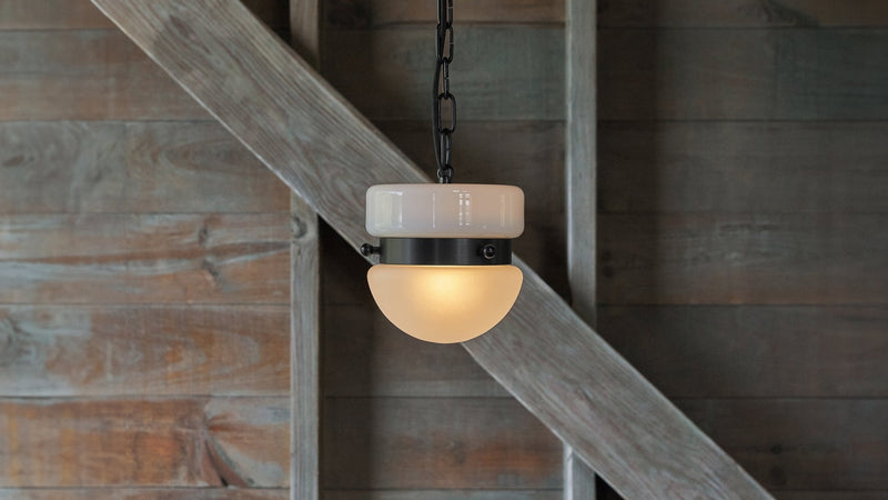 Slab Hemisphere Pendant Small - Workstead - Ceiling Lights - Matte Black Enamel - 24