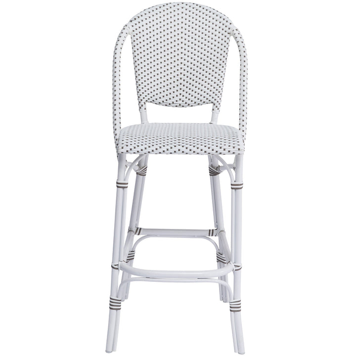 Sofie Outdoor Bar Stool - Sika Design - Stools + Benches + Ottomans - White Frame/ White with Cappuccino Dots - HORNE